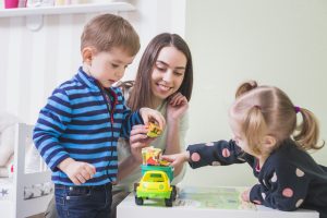 outdoor activities and learning during their daily daycare routine